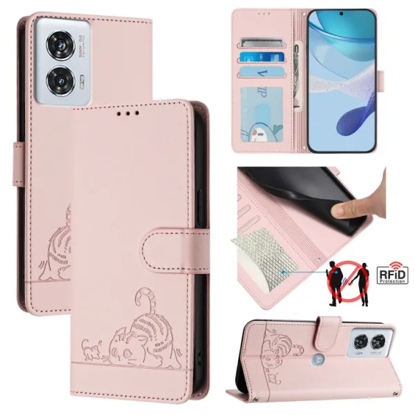 ART CAT Peňaženkový obal s remienkom pre Motorola Edge 50 Fusion svetloružový