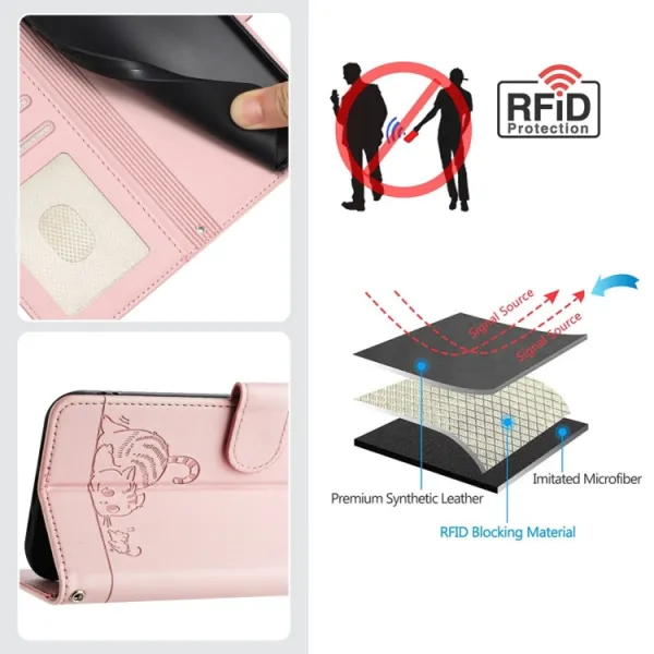 ART CAT AND MOUSE Peňaženkový obal so šnúrkou pre Xiaomi Poco F6 ružový