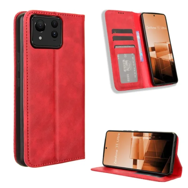 BUSINESS Peňaženkové puzdro pre Asus Zenfone 11 Ultra červené