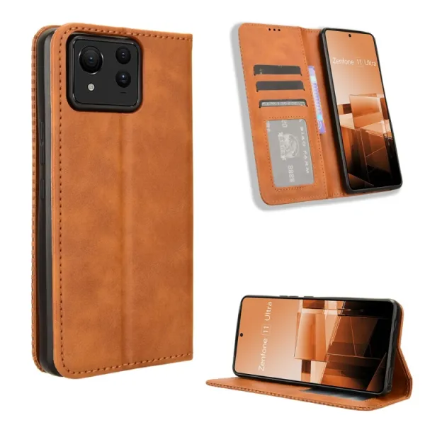 BUSINESS Peňaženkové puzdro pre Asus Zenfone 11 Ultra hnedé
