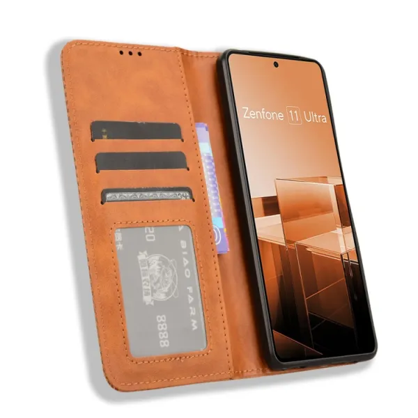 BUSINESS Peňaženkové puzdro pre Asus Zenfone 11 Ultra hnedé