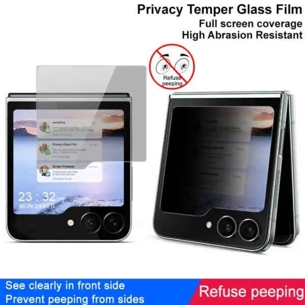 IMAK ANTI-SPY Sklo s filtrom pre vonkajší displej Samsung Galaxy Flip7 FE 5G / Flip6 5G
