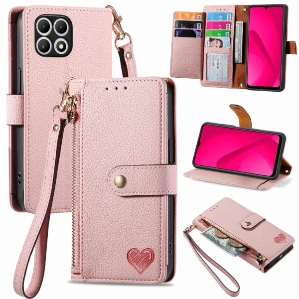 HEART Peňaženkové puzdro pre T Phone 2 ružové