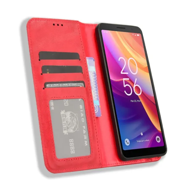 BUSINESS Peňaženkový kryt pre TCL 501 červený