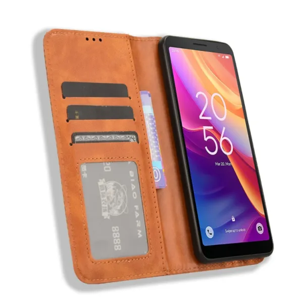 BUSINESS Peňaženkový kryt pre TCL 501 hnedý