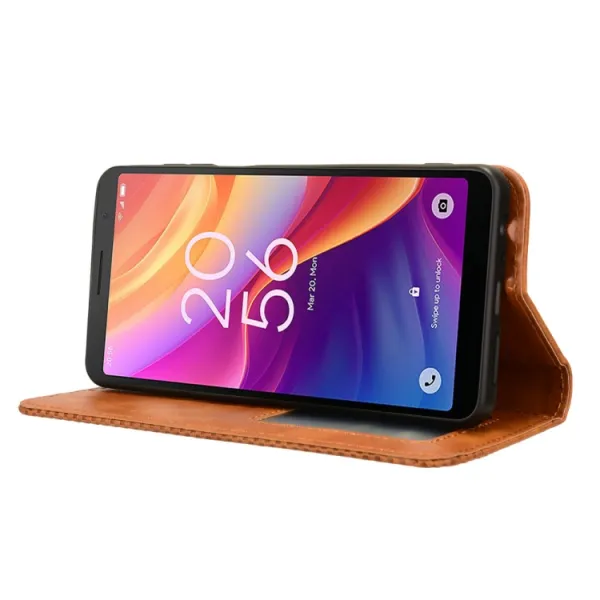BUSINESS Peňaženkový kryt pre TCL 501 hnedý