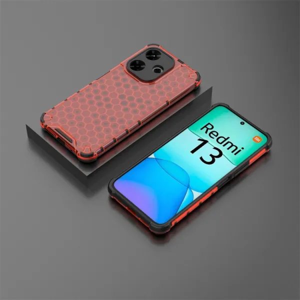 HONEYCOMB Ochranný kryt Xiaomi Redmi 13 červený