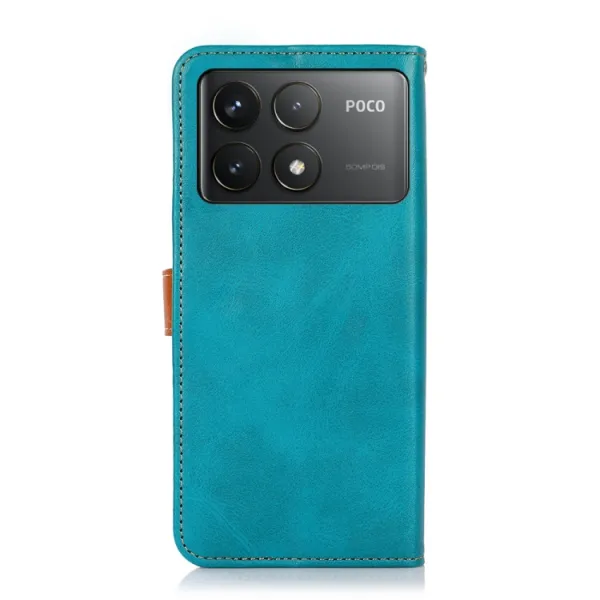 KHAZNEH DUAL-COLOR Peňaženkový kryt pre Xiaomi Poco F6 Pro modrý