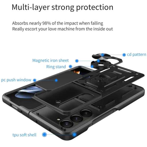 RING CAMERA Kryt s držiakom pre Samsung Galaxy Z Fold6 5G modrý