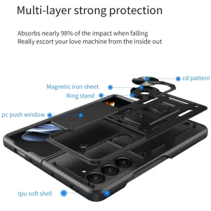 RING CAMERA Kryt s držiakom pre Samsung Galaxy Z Fold6 5G modrý