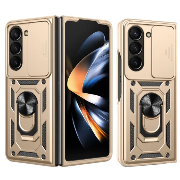 RING CAMERA Kryt s držiakom pre Samsung Galaxy Z Fold6 5G zlatý