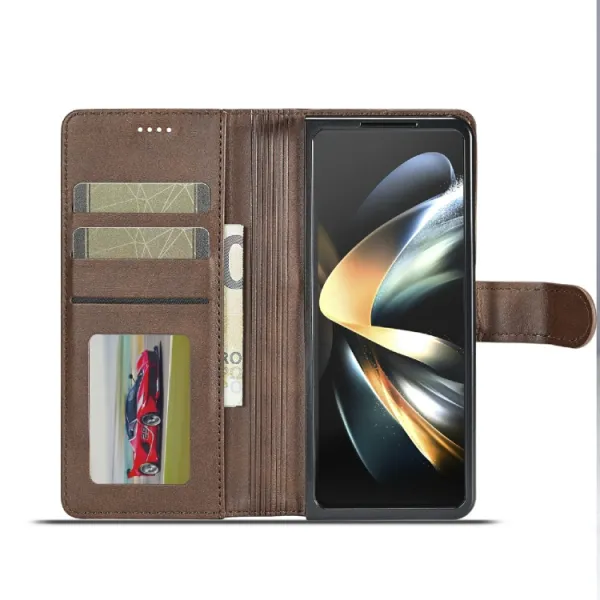 IMEEKE Peňaženkový obal pre Samsung Galaxy Z Fold6 5G tmavohnedý