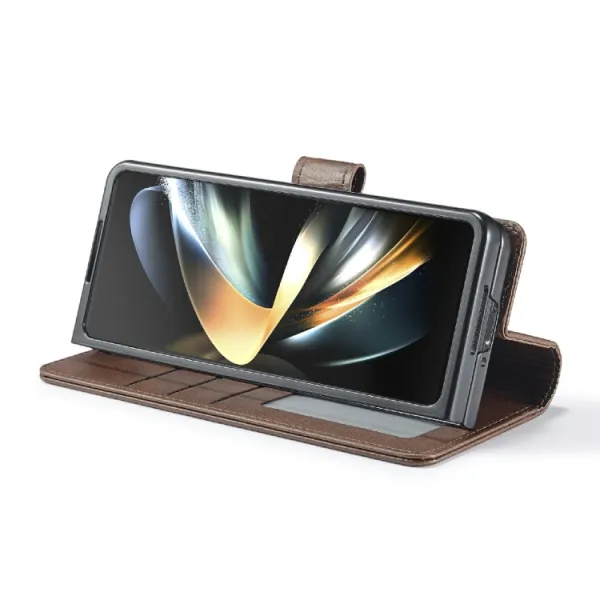 IMEEKE Peňaženkový obal pre Samsung Galaxy Z Fold6 5G tmavohnedý