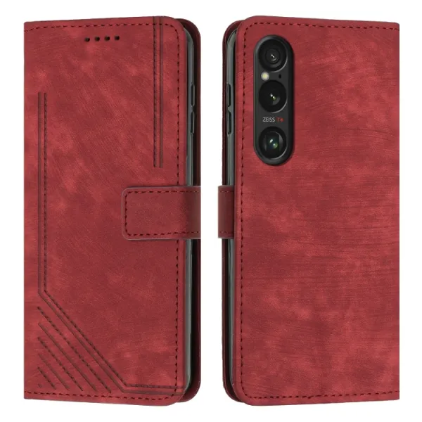 STRIPE Peňaženkové puzdro s remienkom Sony Xperia 1 VI červené