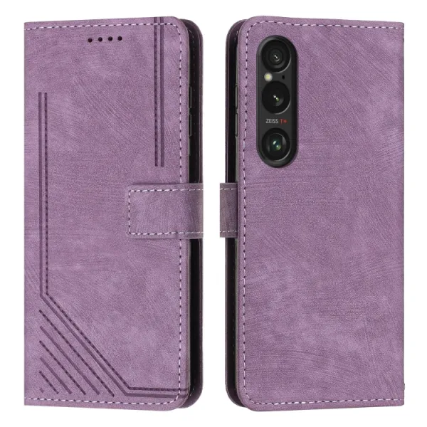STRIPE Peňaženkové puzdro s remienkom Sony Xperia 1 VI fialové