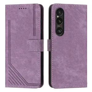 STRIPE Peňaženkové puzdro s remienkom Sony Xperia 1 VI fialové