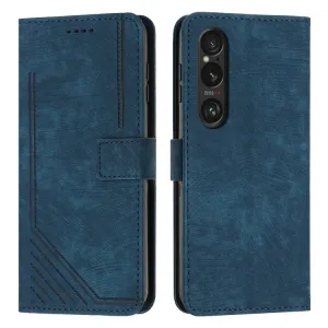 STRIPE Peňaženkové puzdro s remienkom Sony Xperia 1 VI modré