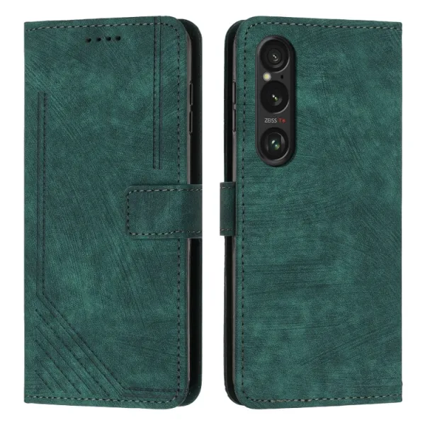 STRIPE Peňaženkové puzdro s remienkom Sony Xperia 1 VI zelené