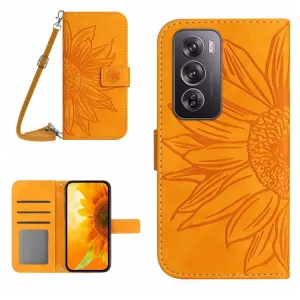 ART SUNFLOWER Peňaženkový obal so šnúrkou pre Oppo Reno12 5G žltý
