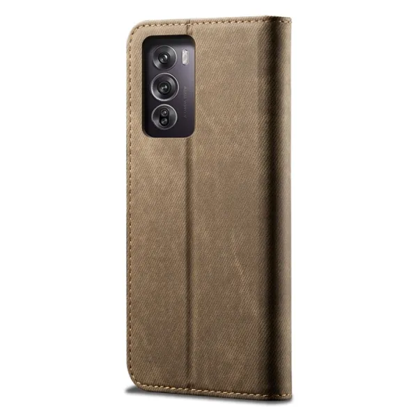DENIM Peňaženkový kryt pre Oppo Reno12 5G  šedohnedý