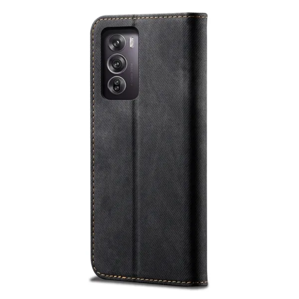 DENIM Peňaženkový kryt pre Oppo Reno12 5G čierny