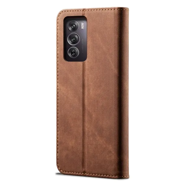 DENIM Peňaženkový kryt pre Oppo Reno12 5G hnedý