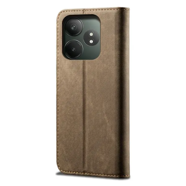 DENIM Peňaženkový kryt pre Realme GT 6 / Realme GT 6T šedohnedý