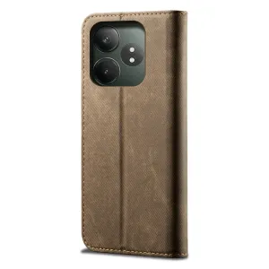 DENIM Peňaženkový kryt pre Realme GT 6 / Realme GT 6T šedohnedý