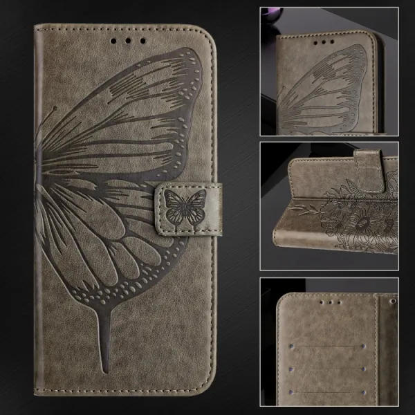 ART BUTTERFLY Peňaženkový obal pre Blackview Shark 8 šedý