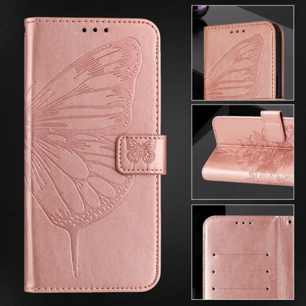 ART BUTTERFLY Peňaženkový obal pre Blackview Shark 8 ružovozlatý