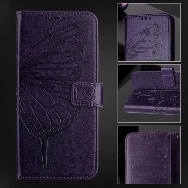 ART BUTTERFLY Peňaženkový obal pre Blackview Shark 8 tmavofialový