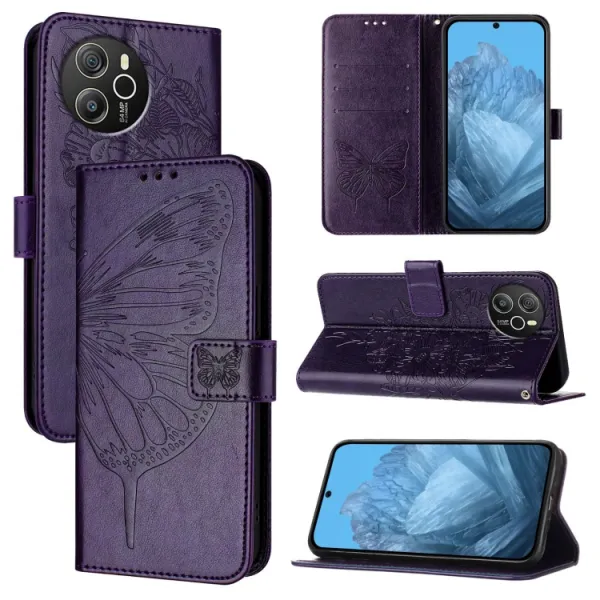 ART BUTTERFLY Peňaženkový obal pre Blackview Shark 8 tmavofialový