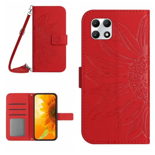 ART SUNFLOWER Peňaženkový obal so šnúrkou pre T Phone 2 červený