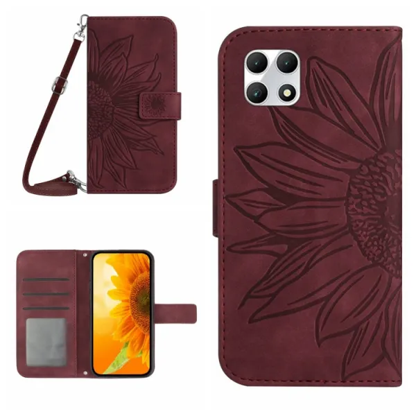ART SUNFLOWER Peňaženkový obal so šnúrkou pre T Phone 2 bordový