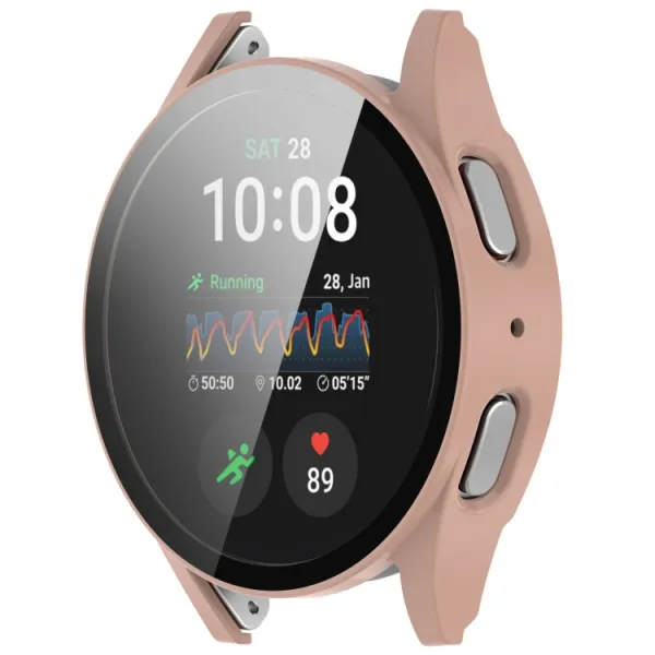 PC FULL COVER Plastový kryt so sklom pre Samsung Galaxy Watch 7 44mm ružový