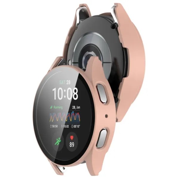 PC FULL COVER Plastový kryt so sklom pre Samsung Galaxy Watch 7 44mm ružový