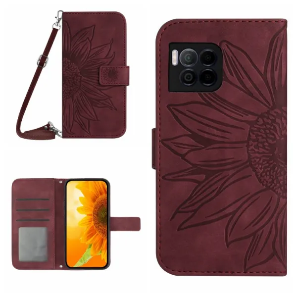 ART SUNFLOWER Peňaženkový obal so šnúrkou pre T Phone 2 Pro bordový