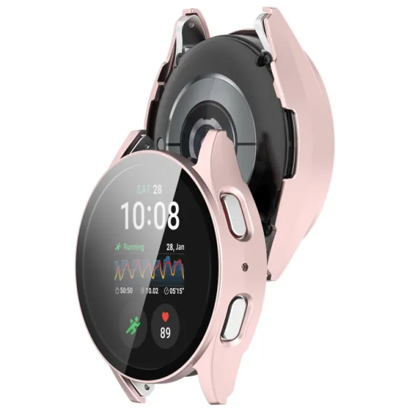 PC FULL COVER Plastový kryt so sklom pre Samsung Galaxy Watch 7 40mm ružovozlatý