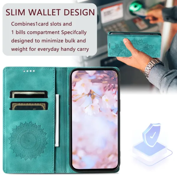 ART MANDALA Peňaženkový kryt pre Xiaomi Redmi 13 zelený