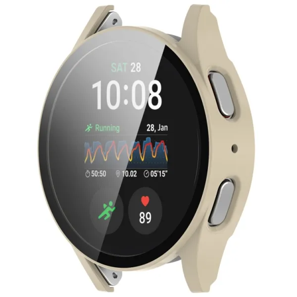 PC FULL COVER Plastový kryt so sklom pre Samsung Galaxy Watch 7 40mm béžový