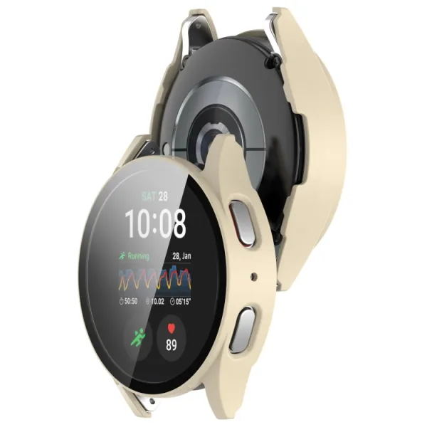 PC FULL COVER Plastový kryt so sklom pre Samsung Galaxy Watch 7 40mm béžový