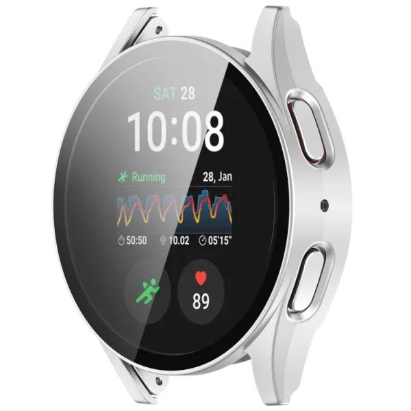 PC FULL COVER Plastový kryt so sklom pre Samsung Galaxy Watch 7 44mm strieborný