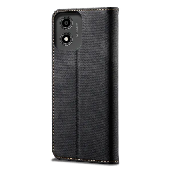 DENIM Peňaženkový kryt pre Motorola Moto E14 čierny