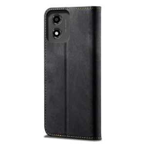 DENIM Peňaženkový kryt pre Motorola Moto E14 čierny
