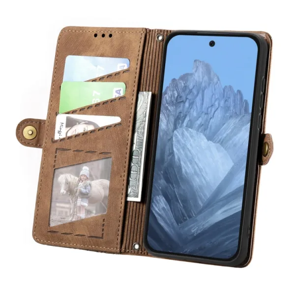 GEOM Peňaženkové puzdro pre Google Pixel 9 hnedé