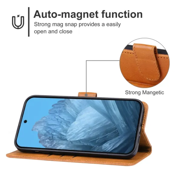 SMOOTH Peňaženkové puzdro pre Google Pixel 9 Pro XL hnedé