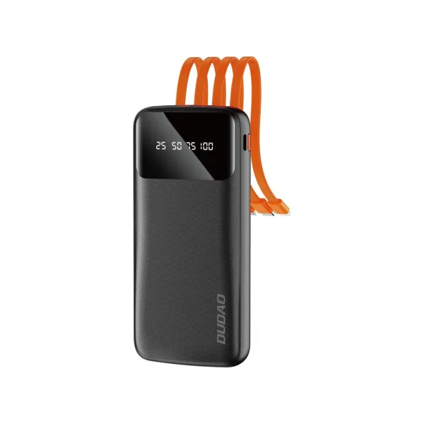 Dudao K6Pro Power Bank 10000mAh 2x USB + kábel USB / USB-C / Lightning / Micro USB, čierny (K6Pro-black)