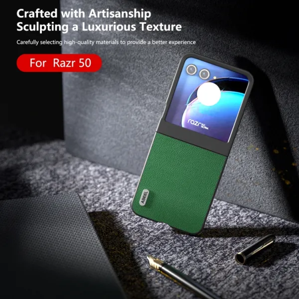 ABEEL LEATHER Obal pre Motorola Razr 50 zelený