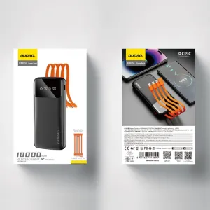 Dudao K6Pro Power Bank 10000mAh 2x USB + kábel USB / USB-C / Lightning / Micro USB, čierny (K6Pro-black)