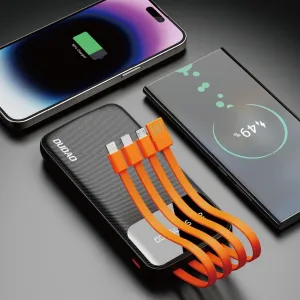 Dudao K6Pro Power Bank 10000mAh 2x USB + kábel USB / USB-C / Lightning / Micro USB, čierny (K6Pro-black)